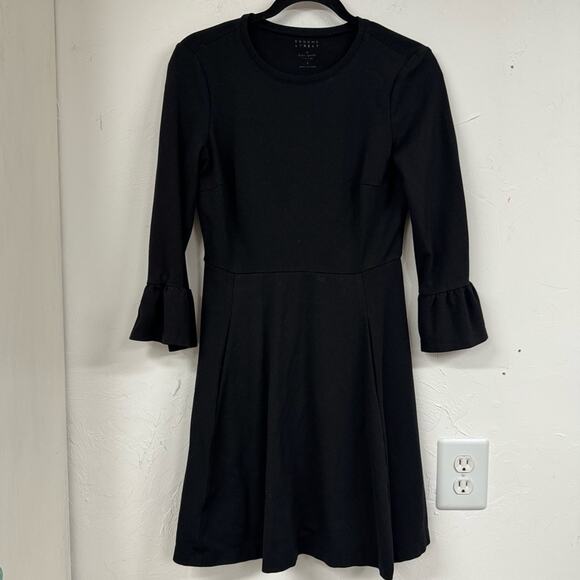Kate Spade Broome Street Black Bell Sleeve Ponte Mini Dress Womens S Whimsigoth - Picture 1 of 11